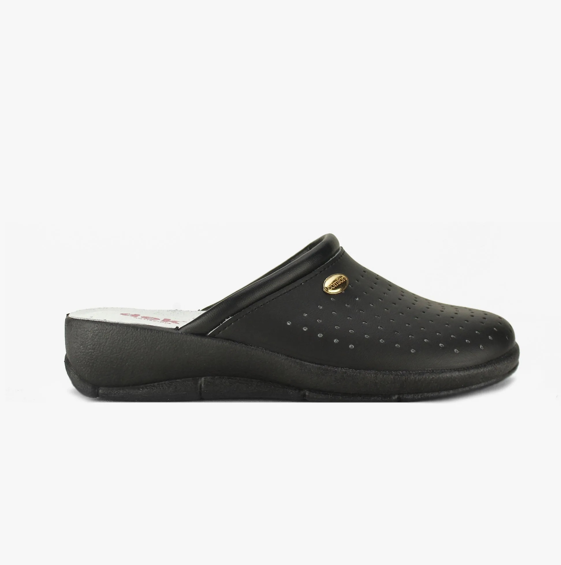 DEK ANGIE Womens Leather Mule Clogs Sandals Black