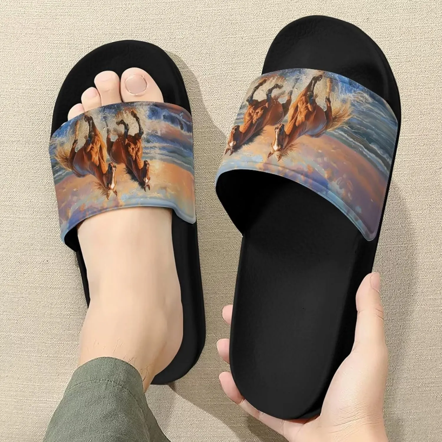 Doojoayie Open Toe Slippers for Women Non Slip Bath Slippers Casual Everyday Shoes