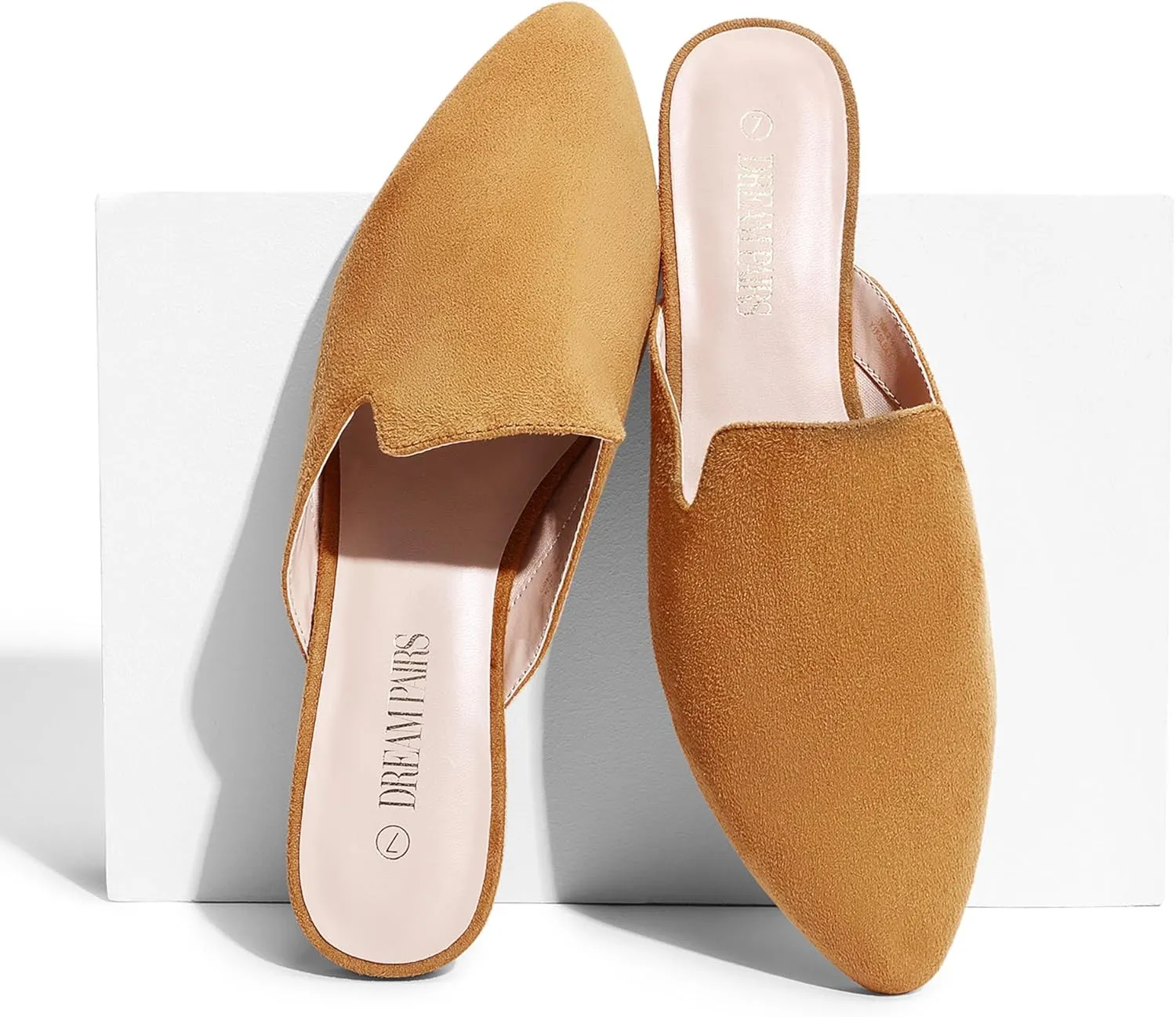 DREAM PAIRS Women's Flat Mules Pointed Toe Backless Loafer Shoes