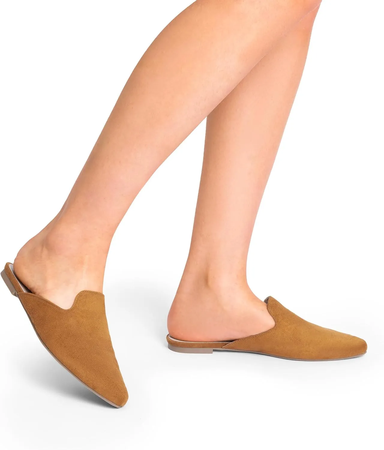 DREAM PAIRS Women's Flat Mules Pointed Toe Backless Loafer Shoes