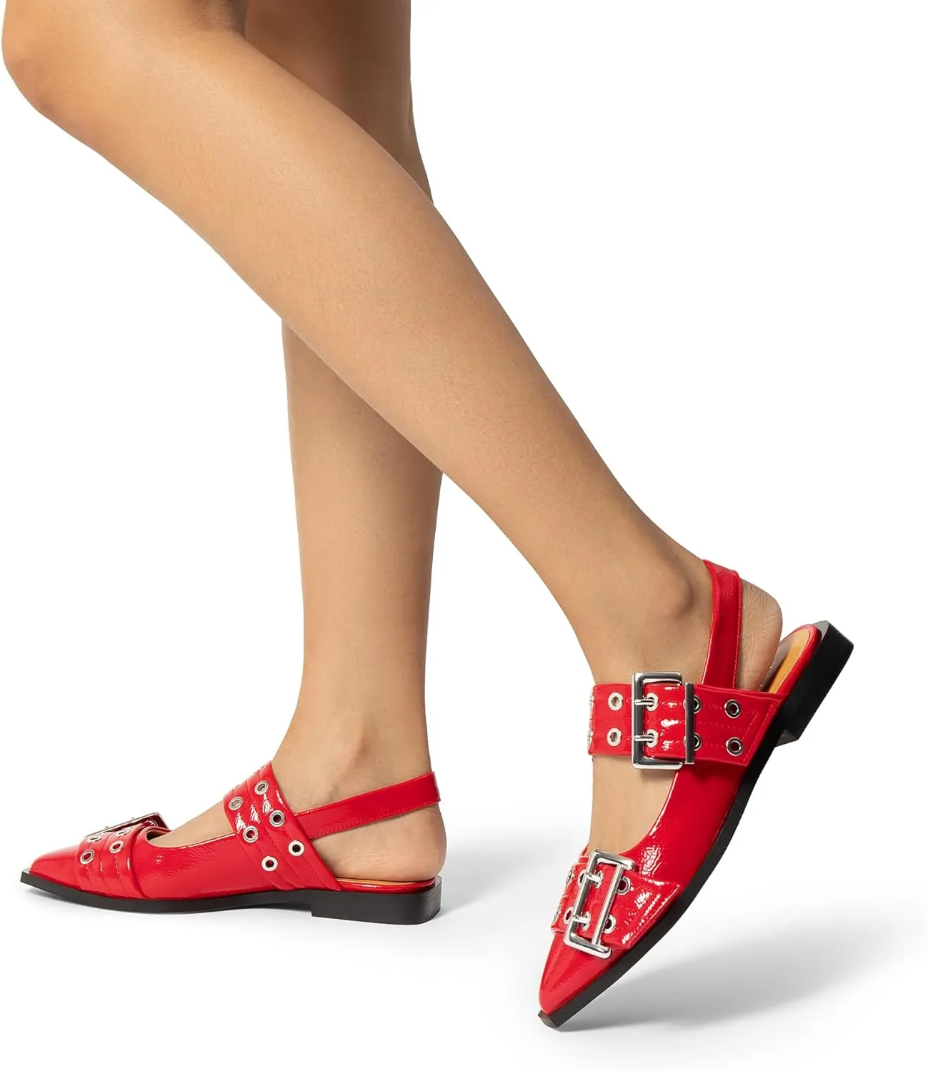 DREAM PAIRS Women's Slingback Ballet Flats, Pointed Toe Buckle Comfortable Dress Slip-on Flat Shoes