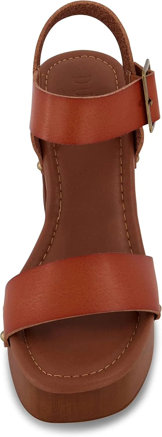 Dunes Women's Peru Faux Wood Sandal  Comfort Foam & LiteSole Technology, Wide Widths Available