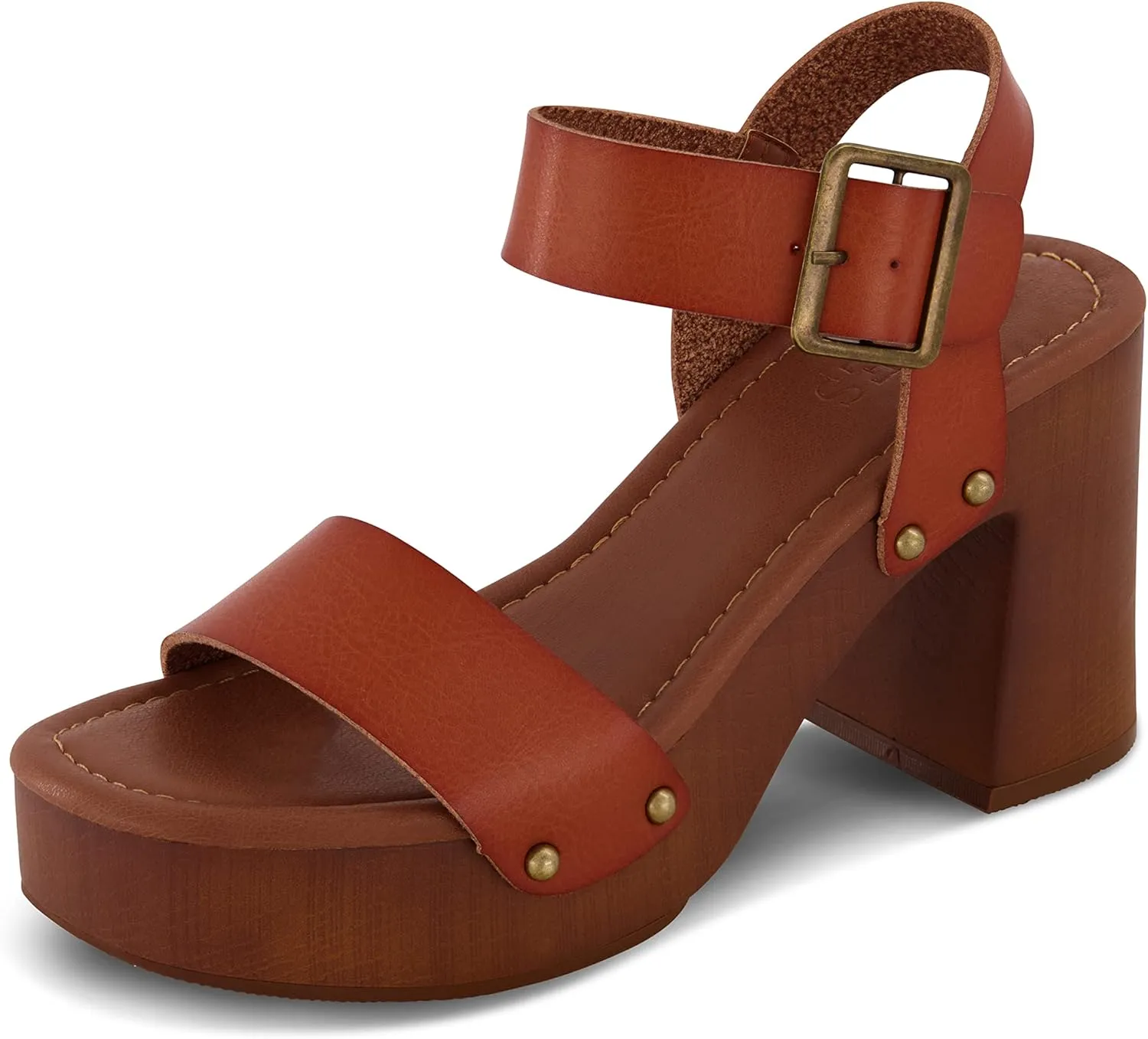 Dunes Women's Peru Faux Wood Sandal  Comfort Foam & LiteSole Technology, Wide Widths Available