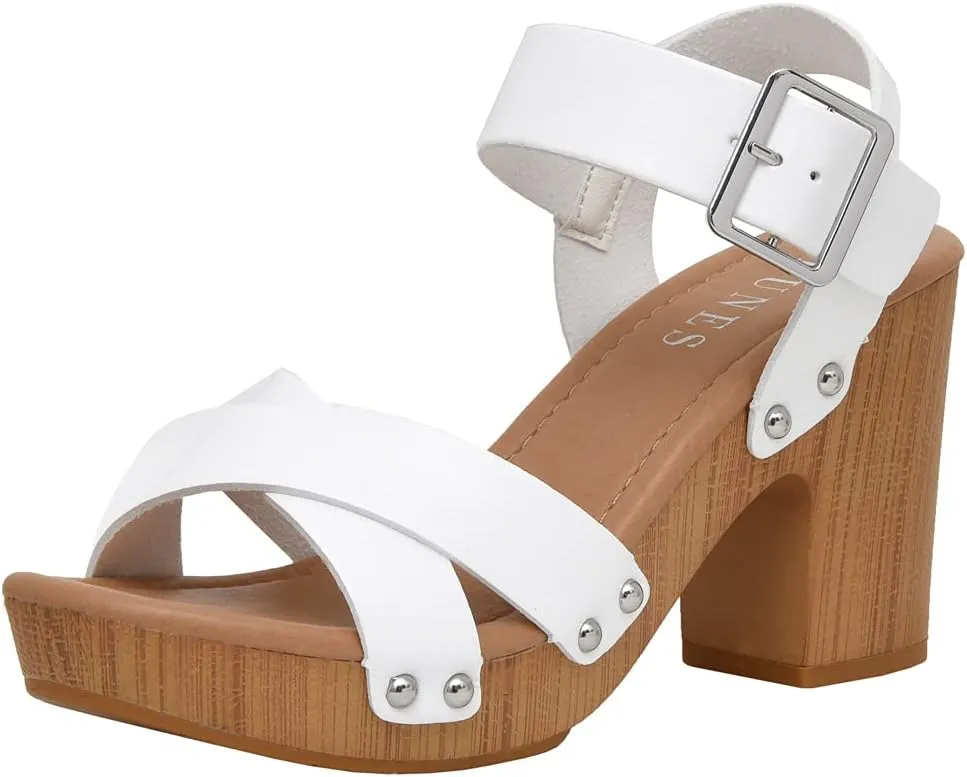 Dunes Women's Sayer Faux Wood Sandal  Comfort Foam & LiteSole Technology