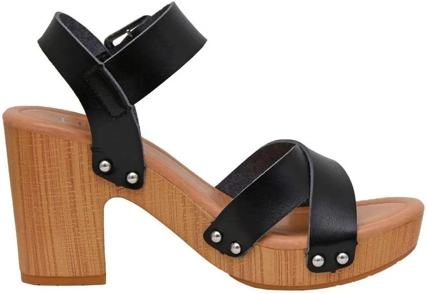Dunes Women's Sayer Faux Wood Sandal  Comfort Foam & LiteSole Technology