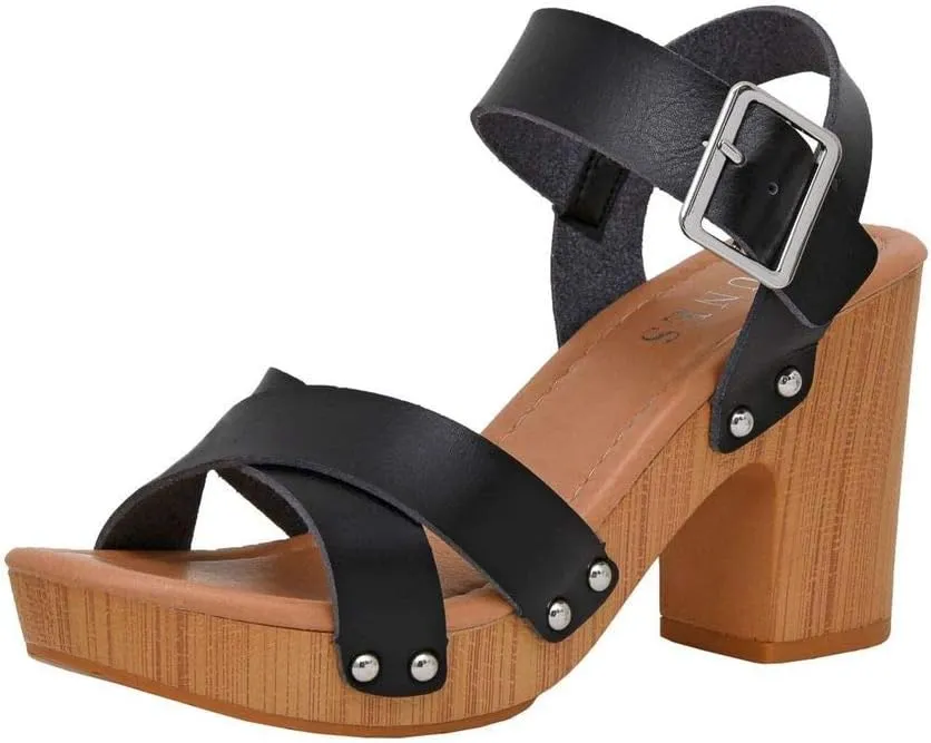 Dunes Women's Sayer Faux Wood Sandal  Comfort Foam & LiteSole Technology