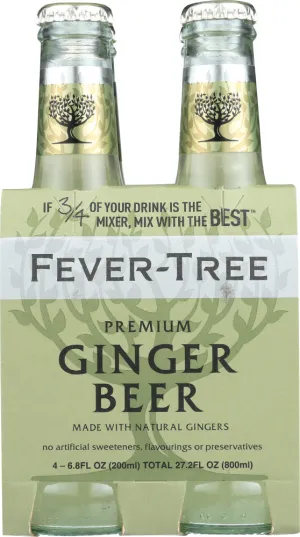 FEVER-TREE: Premium Ginger Beer 4x6.8 oz Bottles, 27.2 oz