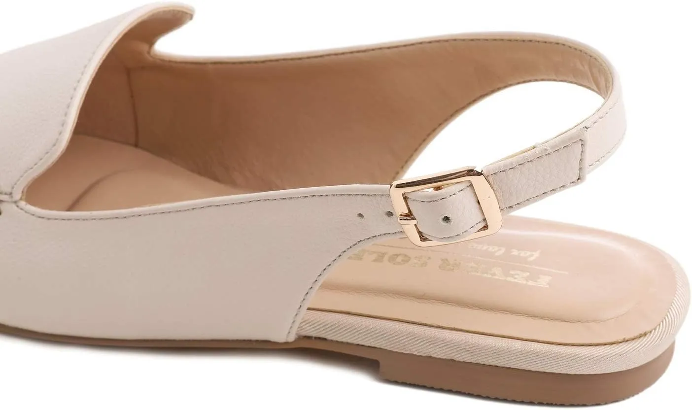 FEVERSOLE Pointed Toe Casual Slingback Flat Mules Women's Fashion Buckle Strap Slide Summer Slippers