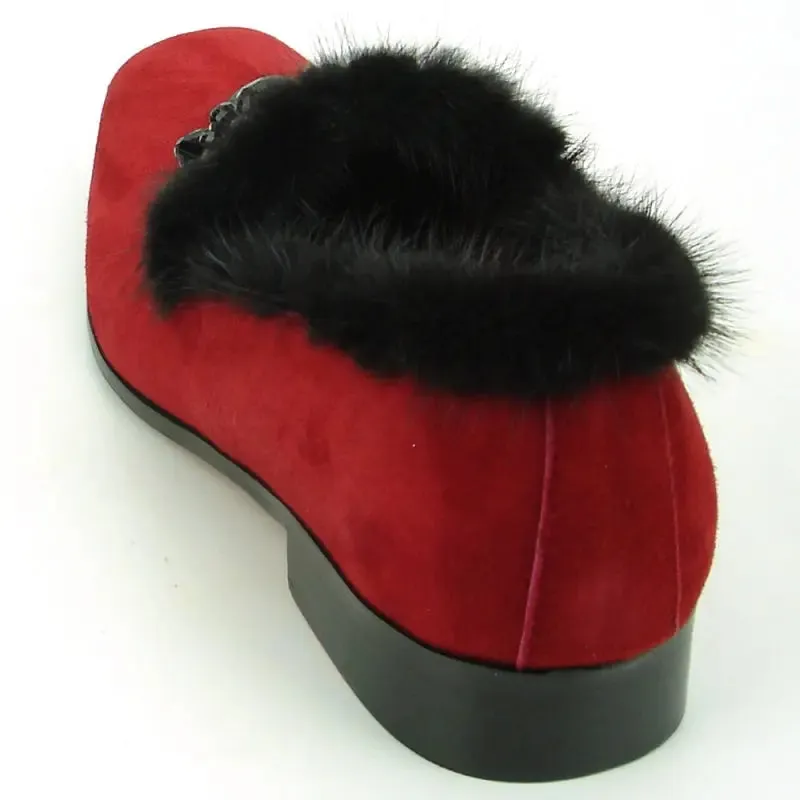 Fiesso FI-7306 Red Suede Loafers
