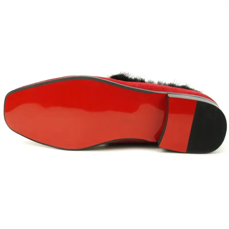 Fiesso FI-7306 Red Suede Loafers