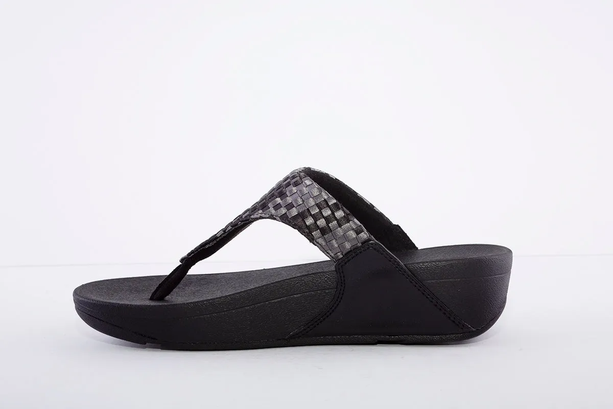 FITFLOP - LULU Silky-Weave Toe-Post Sandals Black