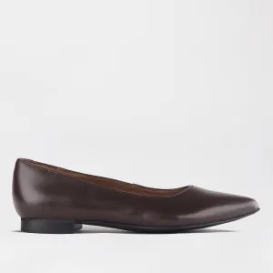 Flat Pointed Court Shoe in Nude Ebony - 12713