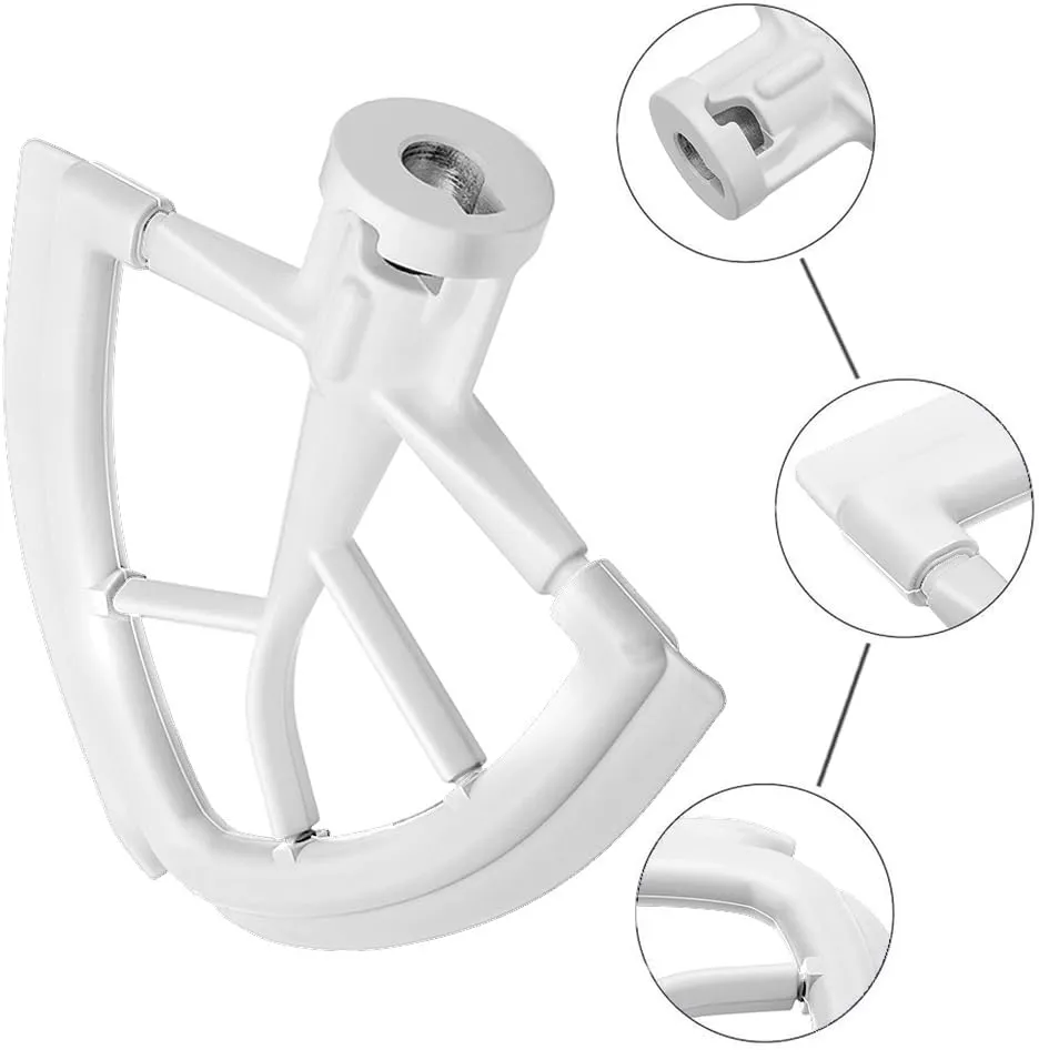 Flex Edge Beater for KitchenAid,Mixer Attachement Compatible With KitchenAid,Mixer Accessory,Fits Tilt-Head Stand Mixer Bowls For 4.5-5 Quart Bowls,Beater With Silicone Edges,White