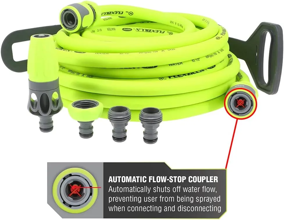 Flexzilla Garden Hose Kit with Quick Connect Attachments, 1/2 in. x 50 ft., Heavy Duty, Lightweight, ZillaGreen - HFZG12050QN