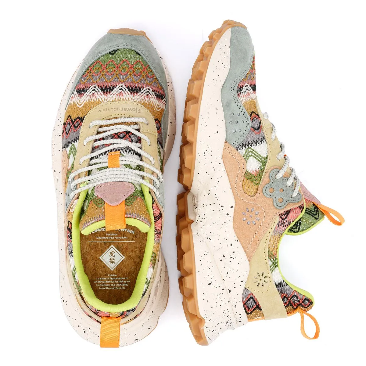 Flower Mountain Kotetsu Knit Women's Green Aztec Trainers