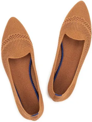 Frank Mully Womens Pointed Toe Flats Knit Dress Shoes Comfort Women Shoes Slip On Shoes for Woman Classic Softable Shoes Low Wedge