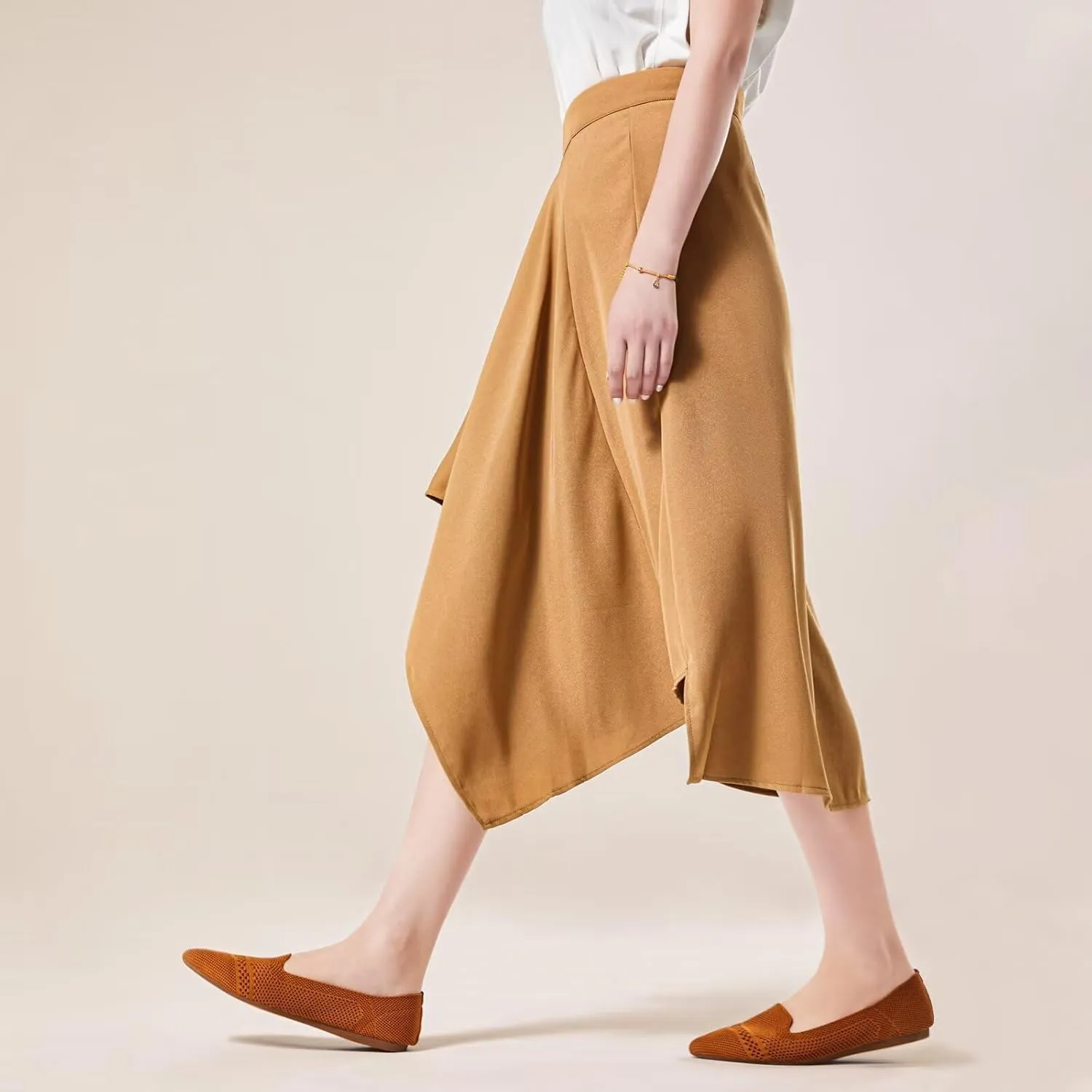 Frank Mully Womens Pointed Toe Flats Knit Dress Shoes Comfort Women Shoes Slip On Shoes for Woman Classic Softable Shoes Low Wedge