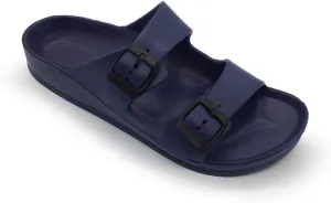 FUNKYMONKEY Men's Comfort Slides Double Buckle Adjustable EVA Flat Sandals