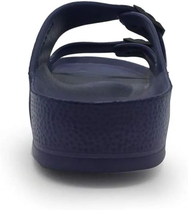 FUNKYMONKEY Men's Comfort Slides Double Buckle Adjustable EVA Flat Sandals