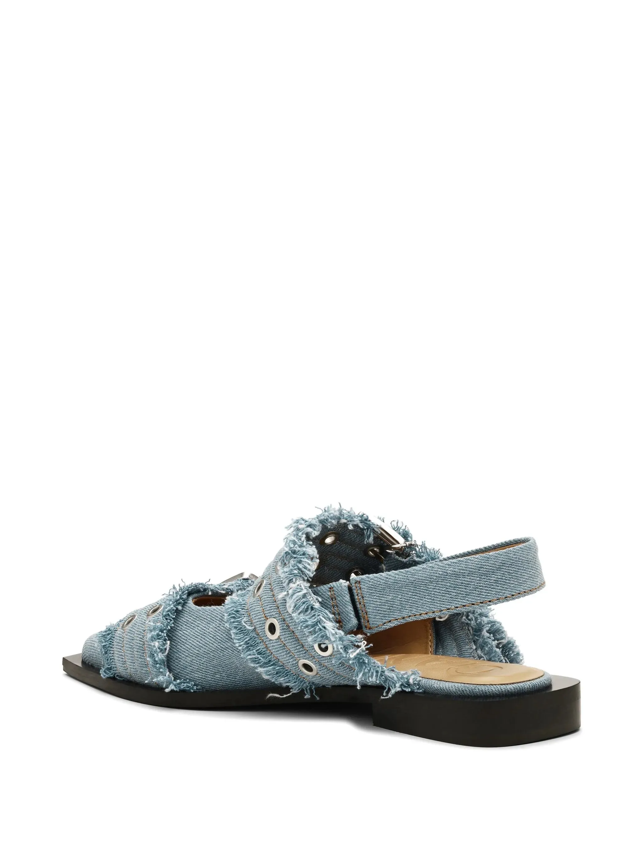 Ganni feminin denim spänne dubbel band ballerinas