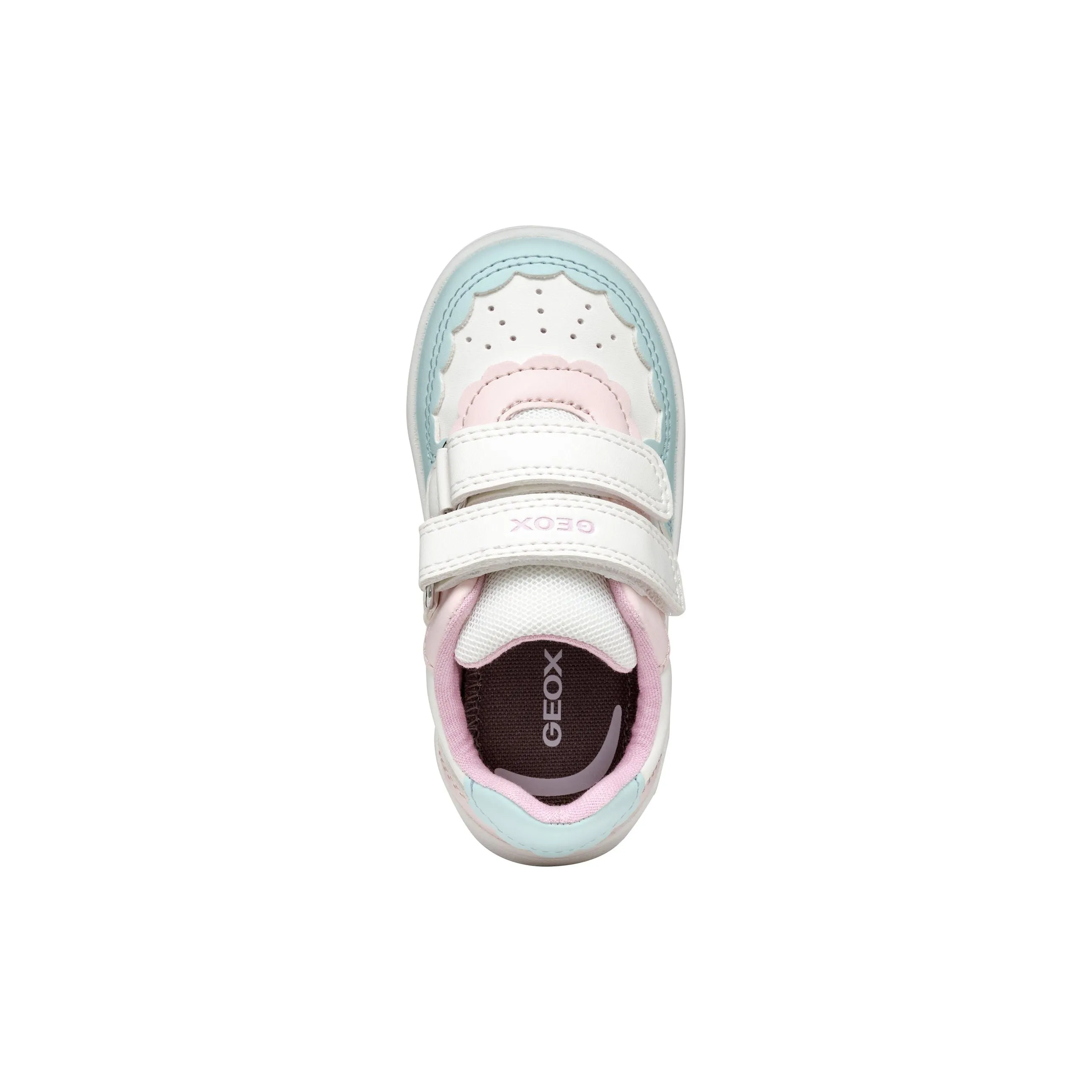 GEOX Eclyper - Girls Velcro Trainer in White/Aqua