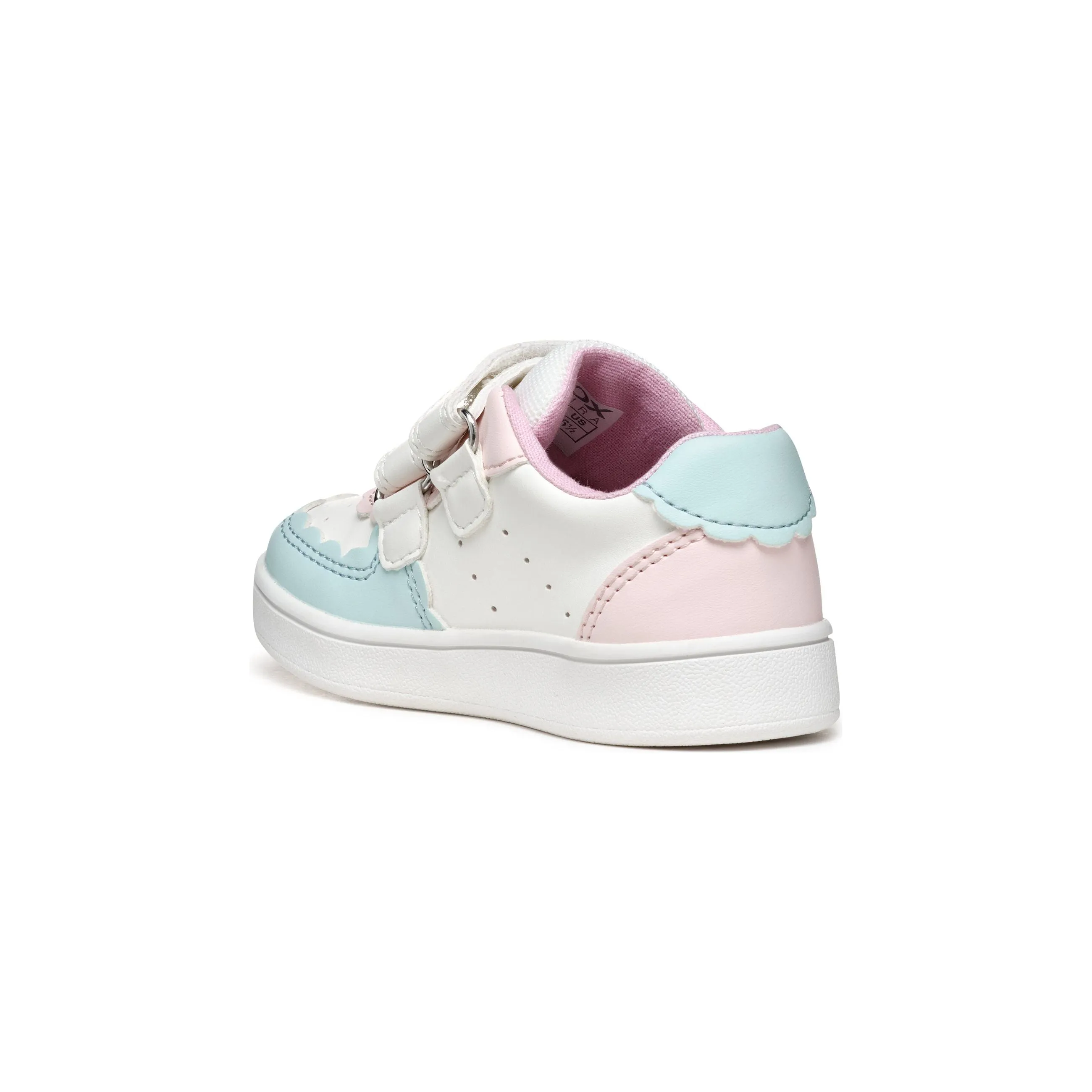 GEOX Eclyper - Girls Velcro Trainer in White/Aqua