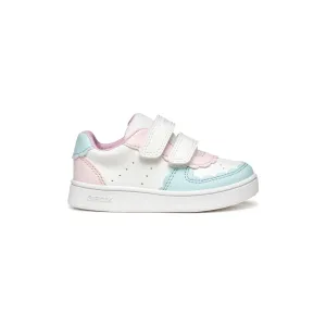 GEOX Eclyper - Girls Velcro Trainer in White/Aqua
