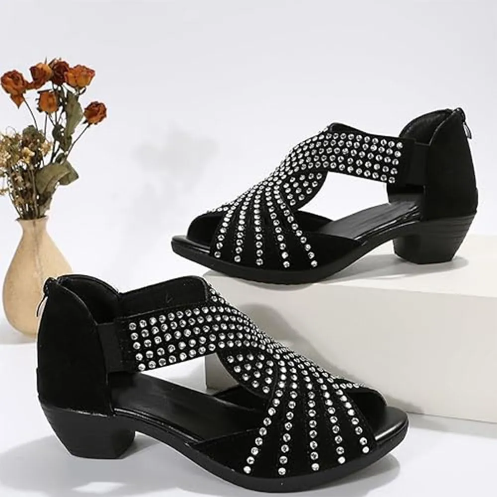 GlowStep Orthopedic Low Heel Cut-Out Sandals for Women, Non-Slip