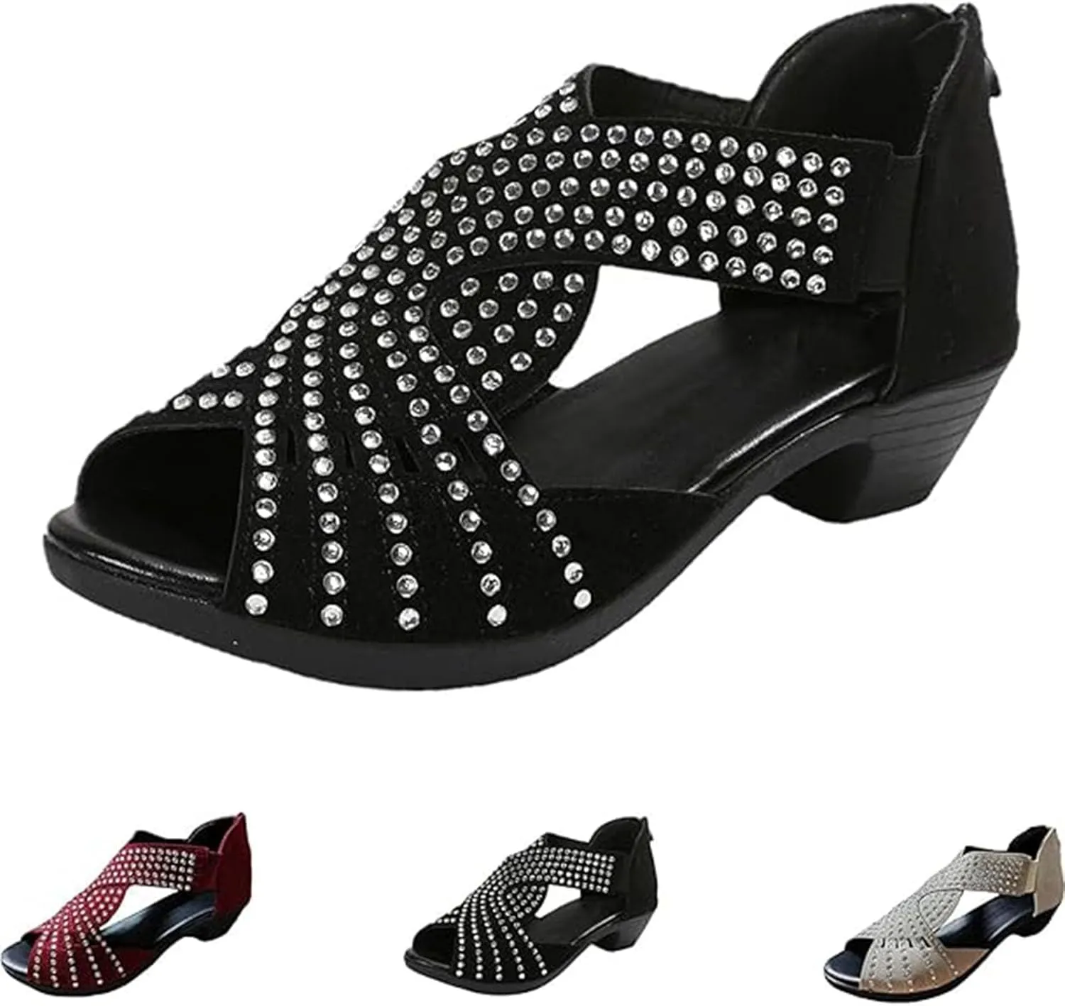 GlowStep Orthopedic Low Heel Cut-Out Sandals for Women, Non-Slip