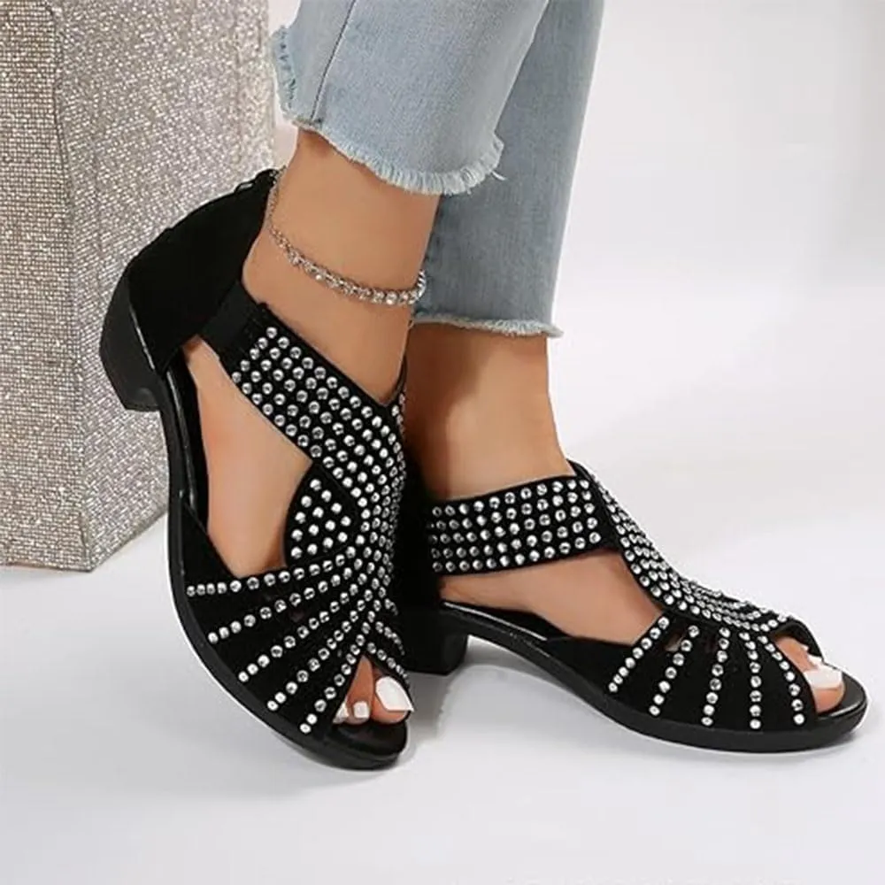 GlowStep Orthopedic Low Heel Cut-Out Sandals for Women, Non-Slip