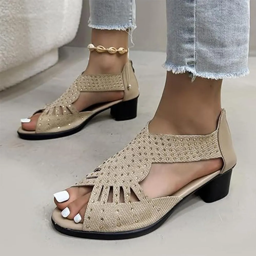 GlowStep Orthopedic Low Heel Cut-Out Sandals for Women, Non-Slip