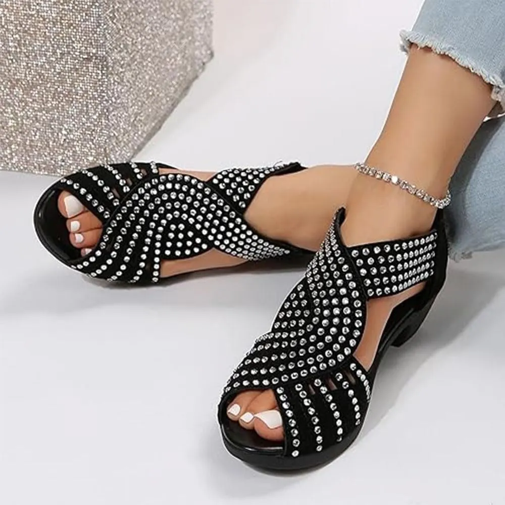 GlowStep Orthopedic Low Heel Cut-Out Sandals for Women, Non-Slip