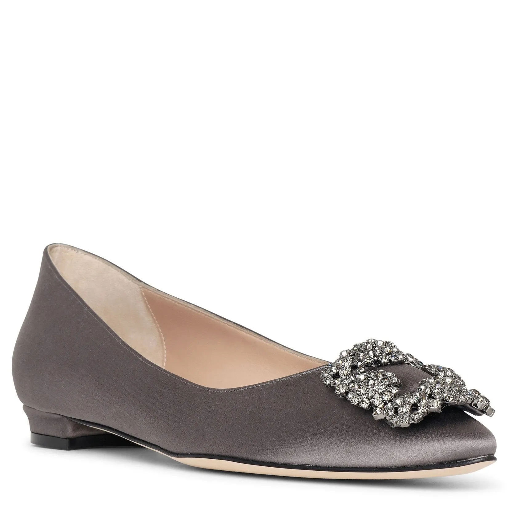 Hangisi flat grey satin ballerinas