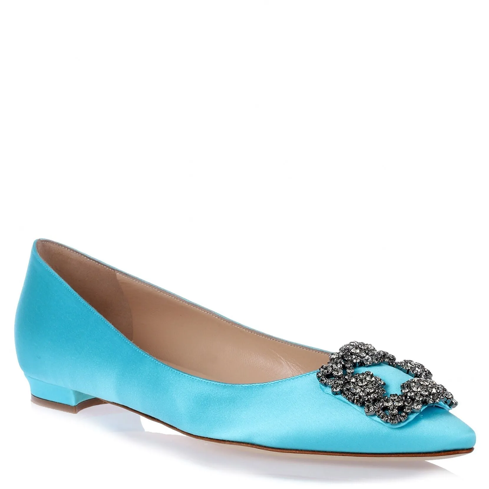 Hangisi Flat turquoise blue satin ballerina