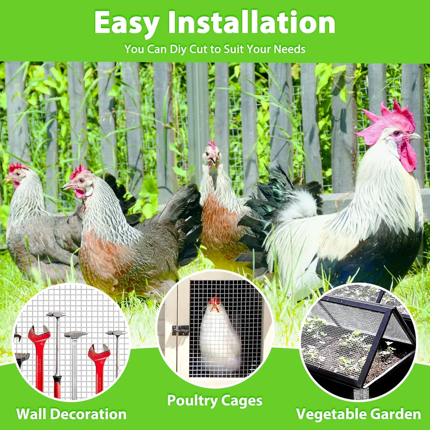 Hardware Cloth Hot Dip Galvanized After Welding,1/2 inch 24 in x 50 ft 19 Gauge,Chicken Wire,Metal Fence Mesh Wire Roll,Garden Fencing Welded Wire Mesh for Pet Enclosures,Poultry and Agricultural Use