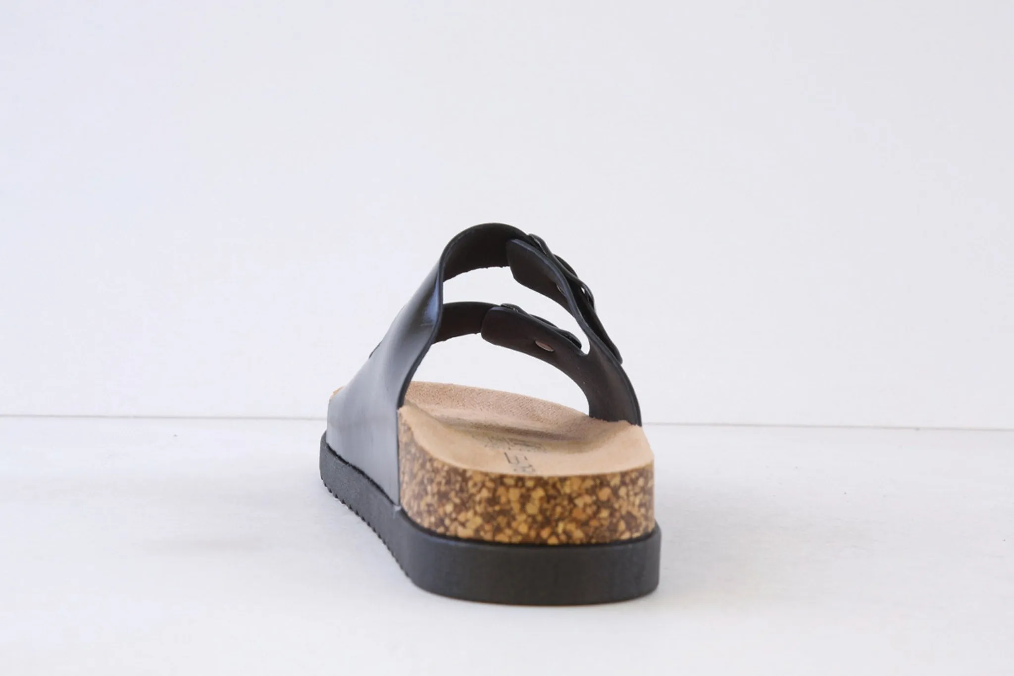 HEAVENLY FEET - TOTNES DOUBLE BUCKLE MULE - BLACK