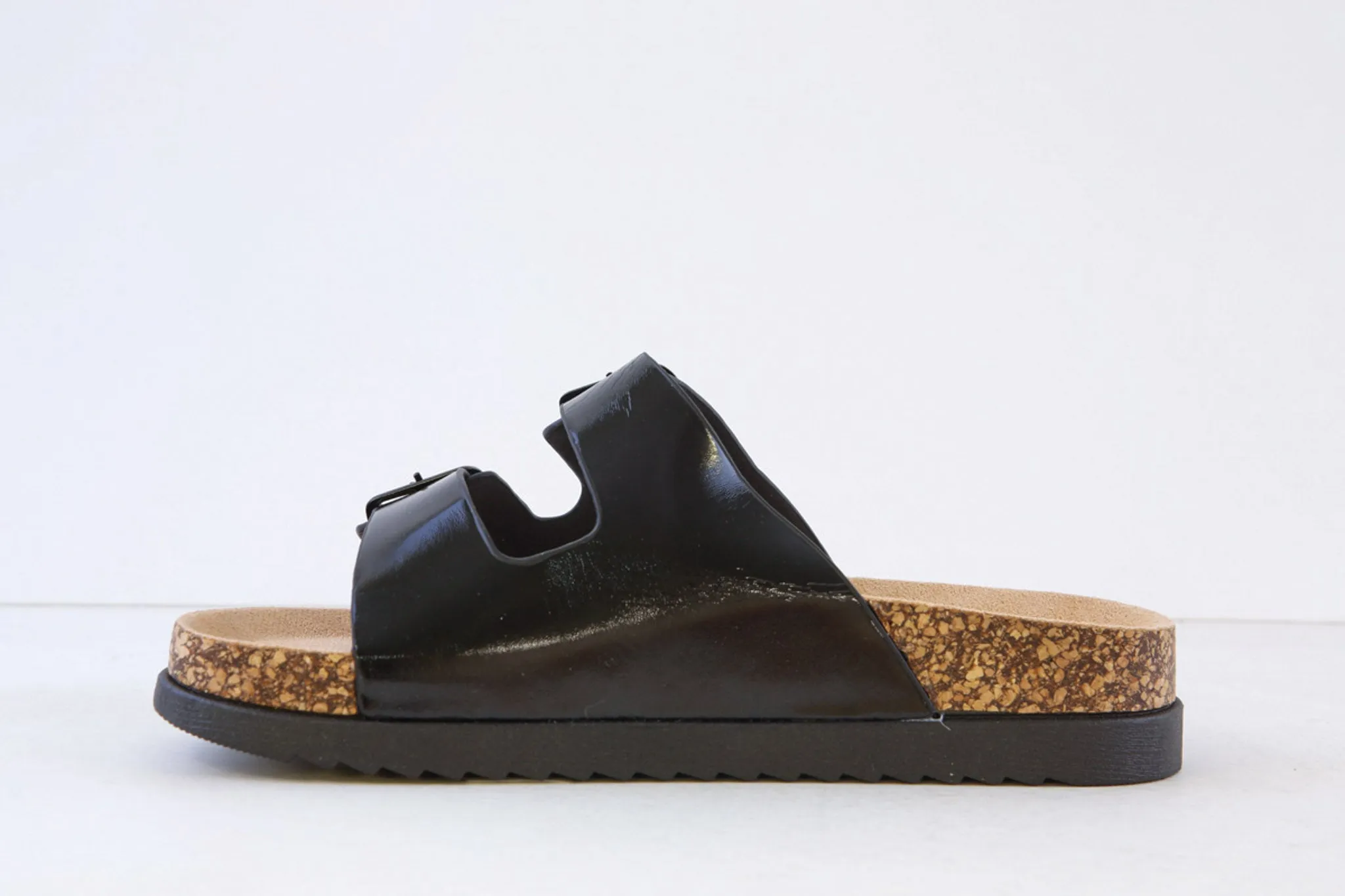 HEAVENLY FEET - TOTNES DOUBLE BUCKLE MULE - BLACK