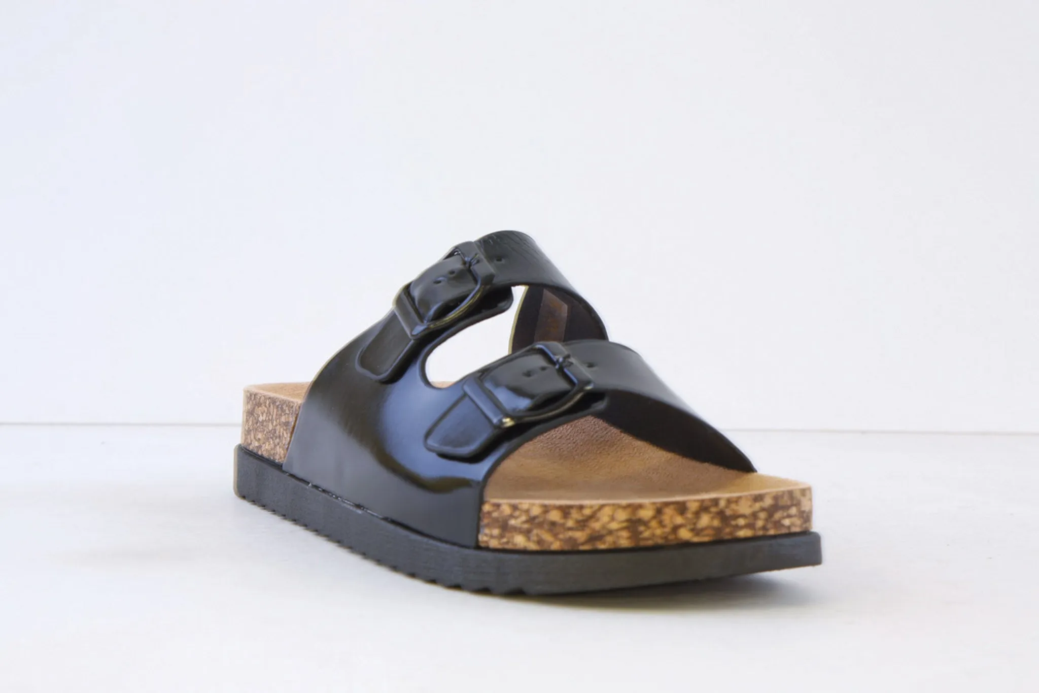 HEAVENLY FEET - TOTNES DOUBLE BUCKLE MULE - BLACK