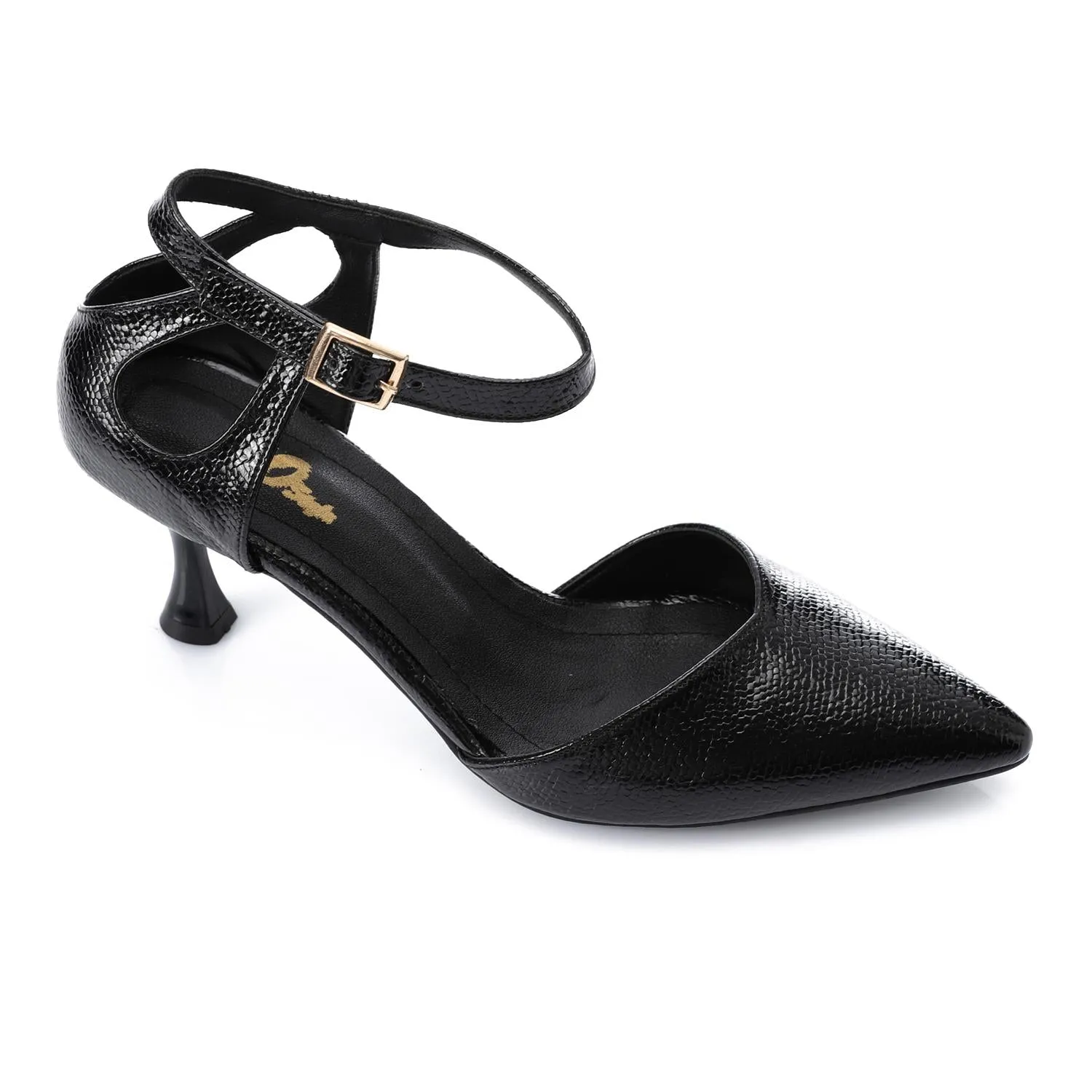 High Heel Mule Sandals – Elegant Pointed Toe, Faux Leather Texture
