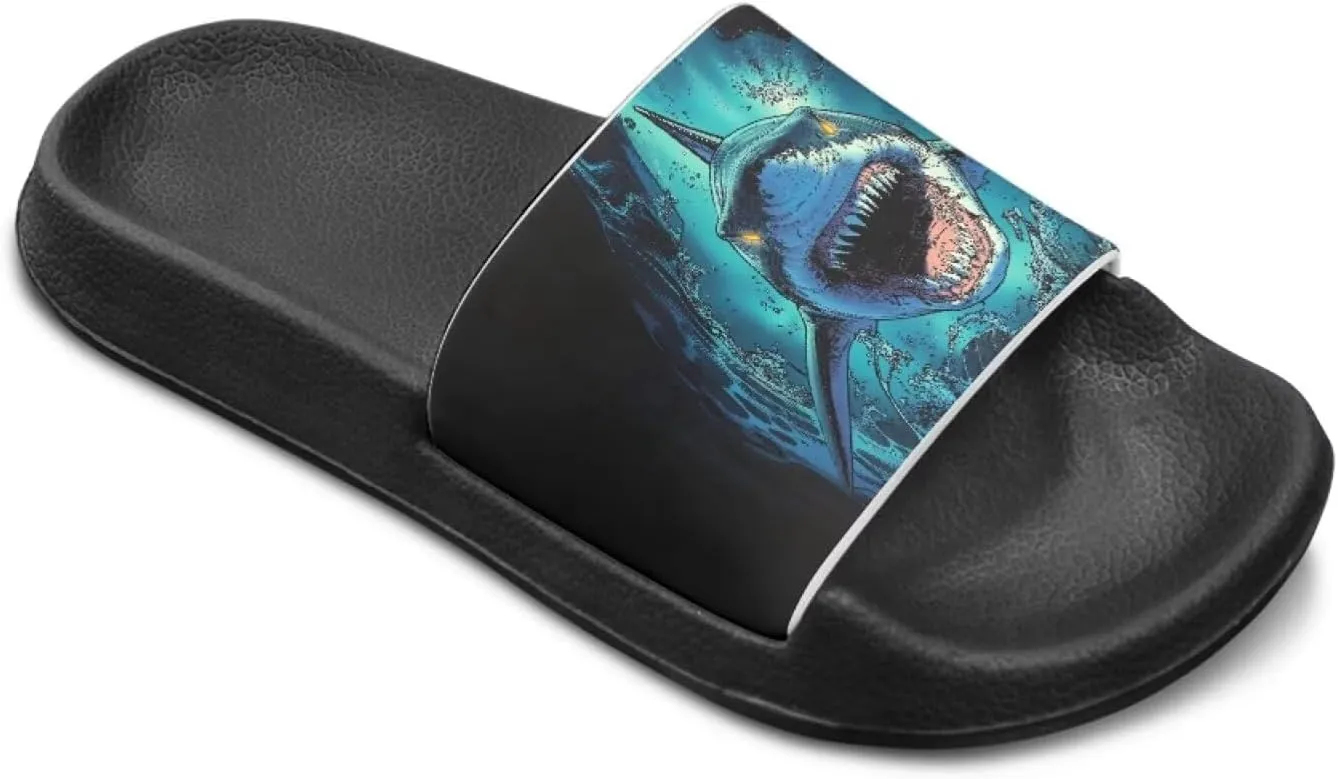 Howilath Sea Animal Print Kids Slides Non-Slip Open Toe Slippers Boys and Girls Sandals Pillow Cloud Slippers with EVA Sole