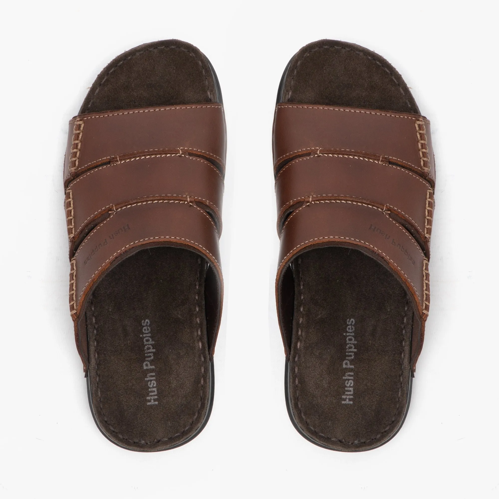 Hush Puppies CAMERON Mens Leather Mule Sandals Brown