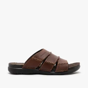 Hush Puppies CAMERON Mens Leather Mule Sandals Brown