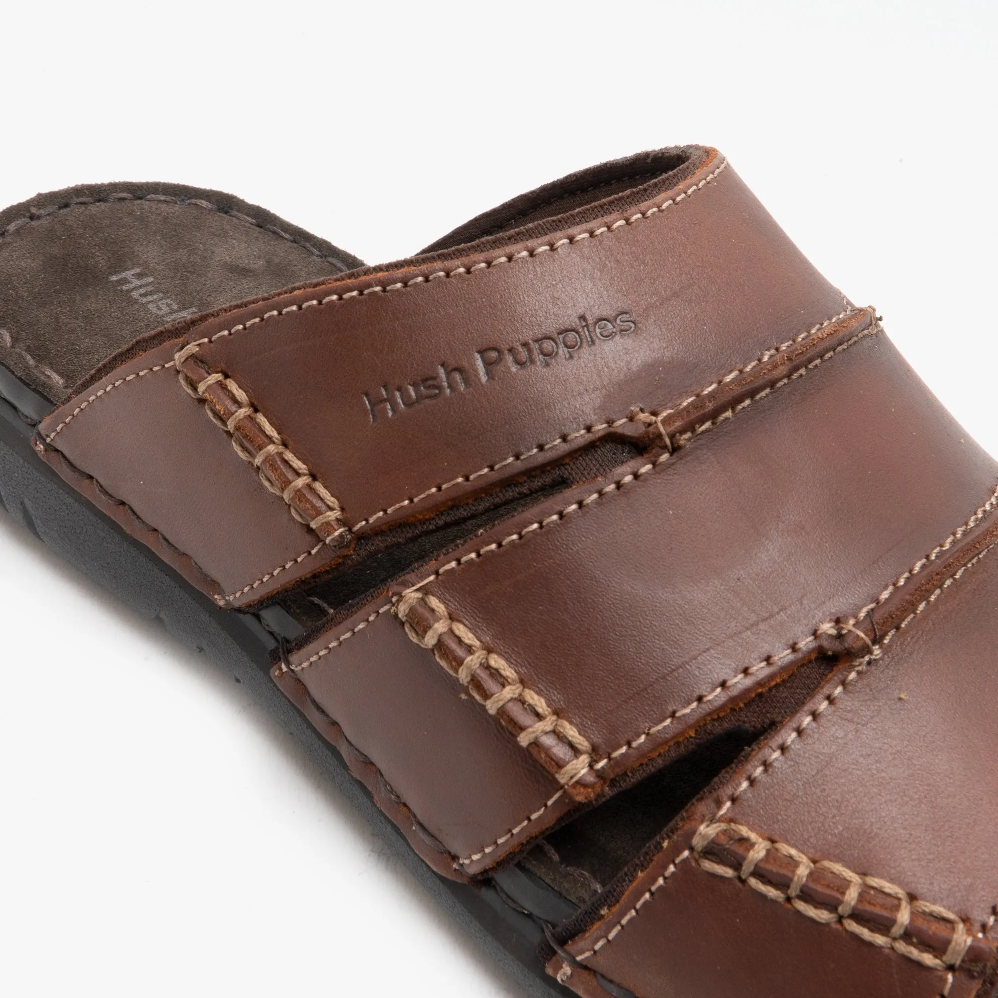 Hush Puppies CAMERON Mens Leather Mule Sandals Brown