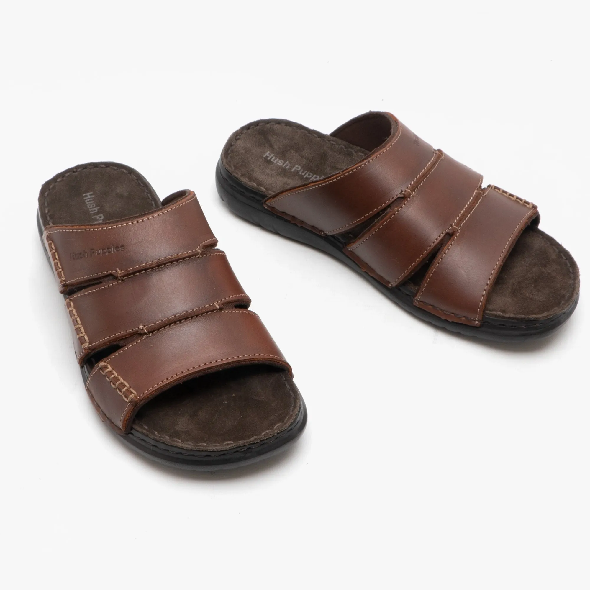 Hush Puppies CAMERON Mens Leather Mule Sandals Brown