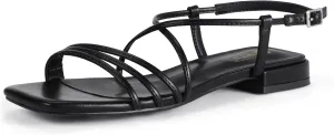 IDIFU Strappy Flat Sandals for Women Dressy Comfortable Square Open Toe Summer Beach Sandal Wedding Bridal Bride Prom Ladies Dress Sandal Fashion Cute Fancy Casual Ankle Strap Sandals