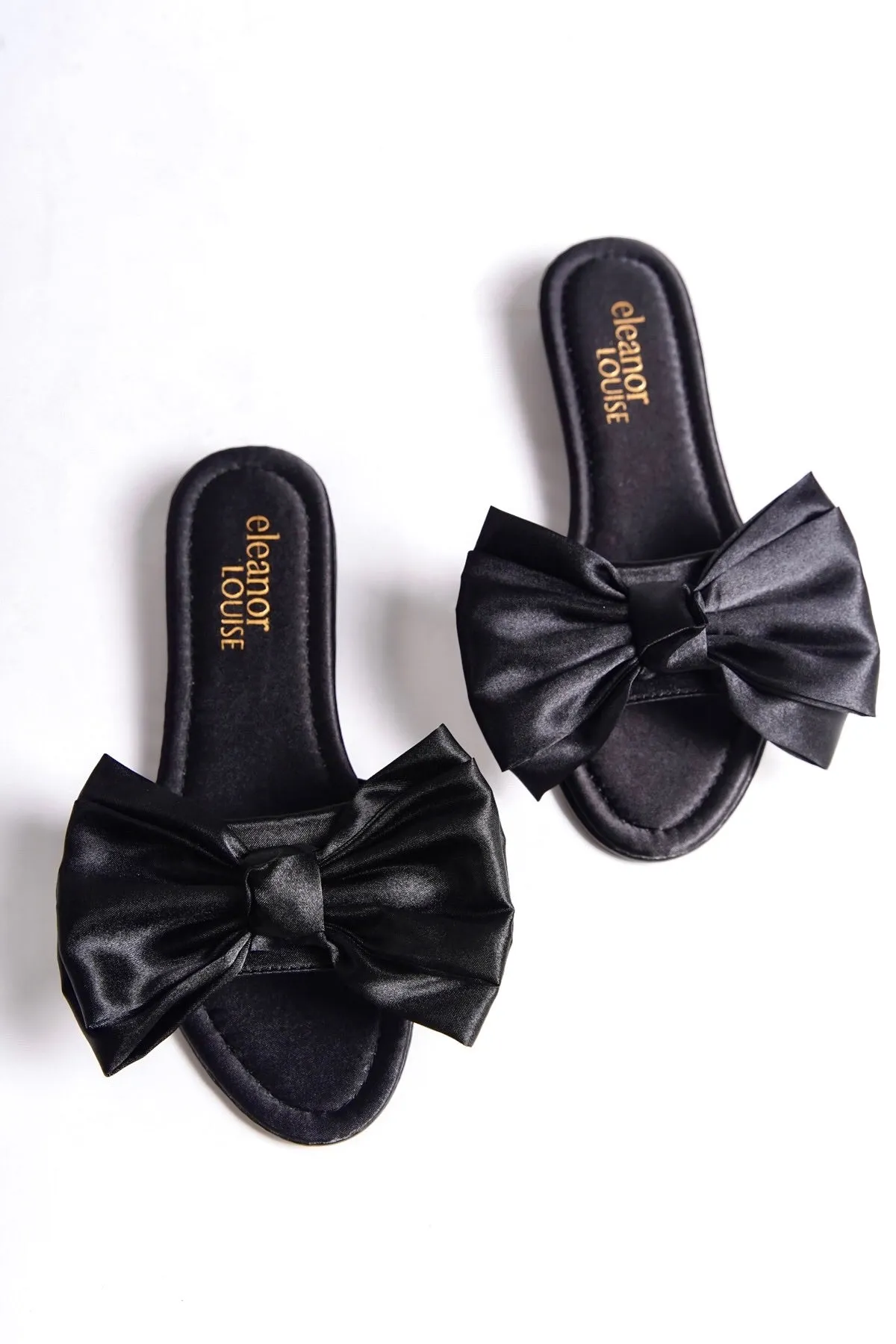 Isadora | Black Satin Bow Mule