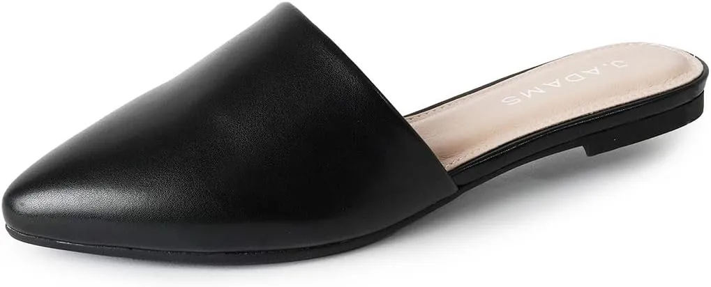 J. Adams Lennox Mules for Women - Closed Pointed Toe Flat Heel Slides