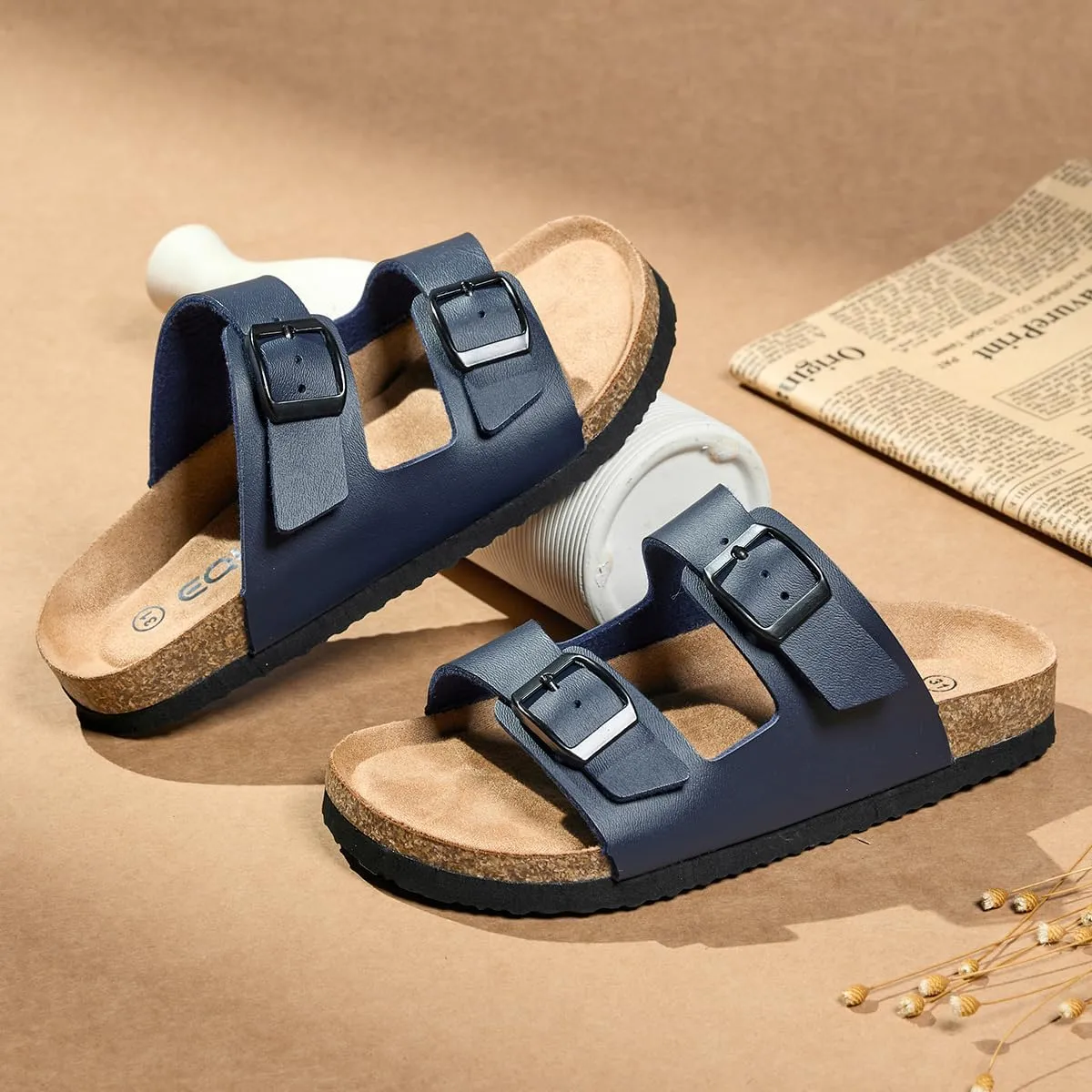 Kids Sandals,Boys&Girls Slides,Non-slip,Cork Slippers,Adjustable Straps for Indoor & Outdoor