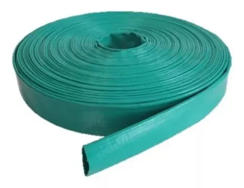 Lay flat hose pvc 4 pul, 4 bar, rollo 100m verde