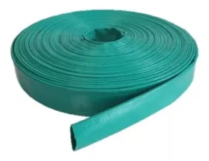 Lay flat hose pvc 4 pul, 4 bar, rollo 100m verde